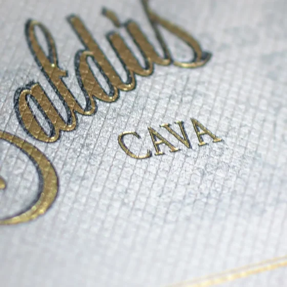 Etiqueta adhesiva impresión Offset 4 colores + stamping -- Soporte Constellation Jade Intreccio