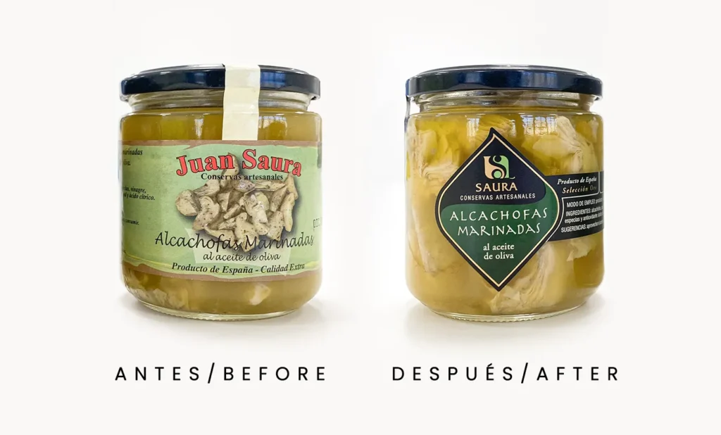 etiqueta adhesiva para alimentación - El antes y después