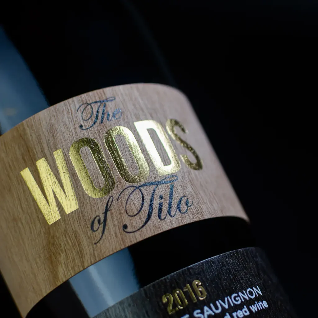 Etiquetas adhesivas de madera natural para botella de vino